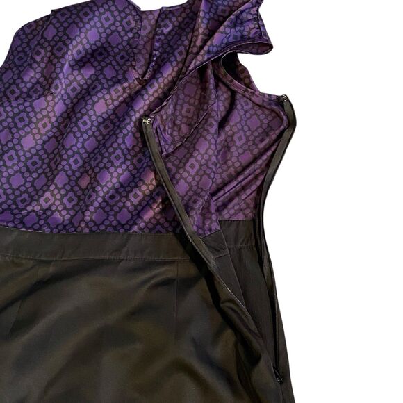 Banana Republic Factory Purple And Black Silky Lightweight Sleeveless Dress Sz 0 - Picture 5 of 12